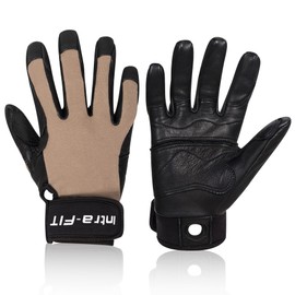 Intra-FIT Climbing Gloves Durable Goat Leather Work Gloves Abrasion Protection Climbing Sports Gloves Rope Gloves for Rappelling, Mountaineering, Adventure, Outdoor Sports, Rescue