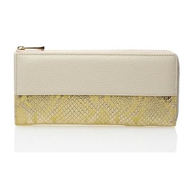 Elegrow 72771 REA Wallet Long Wallet, Women's, Compact, Genuine Leather, Italian Leather, Lightweight, Small, Thin, Python Pattern, Cowhide Leather, Glossy, Gold, yellow