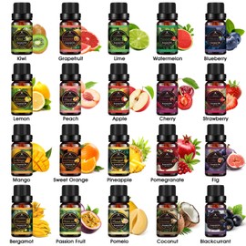 Essential Oils Set for Diffuser, 20 x 10 ml Essential Oils Pure Fragrance Oil Set for Massage Soap, Soap, Candles, Candle Making, Aromatherapy Fragrance Oils, Small Gifts for Women, Christmas