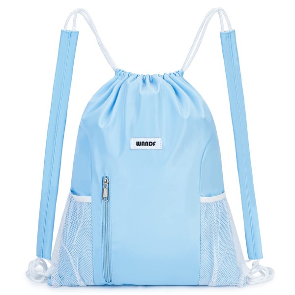 WANDF Drawstring Backpack with Shoulder Pad Sports Gym Backpack with