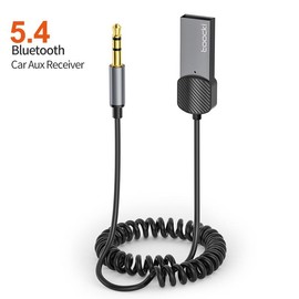 Toocki Aux to Bluetooth 5.4 Adapter 3.5mm Bluetooth Receiver for Car USB 2.0 to 3.5mm Jack Kit with Built-in Mic Auxiliary Input for Hands-Free Calls, Compatible with Car Speakers and Home Audio