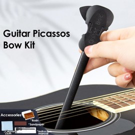 Guitar Bow for Acoustic, Fun Acoustic Guitar Bow, with Rosin Sandpaper Cloth, Portable Performance Accessories Plucking String Tool for Music Enthusiasts Beginners Professionals