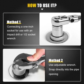 Topec 1.5'' Tub Drain Extractor, 8PCS Pipe Nipple Extractor Set with 1-inch Socket, Remove the Old, Broken, Stubborn, Rusted Drain Tub Bathtub Remover, Strong Grab Plumbing Tools with Storage Case