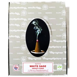 Satya Nag Champa Incense Cones, White Sage Scent, 12 Packs of 12 Cones in each pack (12, White Sage)