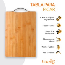 Bazzeff Set de Tablas para Picar. Corta y Rebana todo tipo de Alimentos. Tabla Slice para Cocina de Madera Ecológica. Rebana Vegetales, Carne, Fruta, Queso y más. Medidas de 19 X 28 cms (1, Madera Clara)