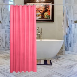 WedDecor Shower Curtains Mould Proof Resistant, Waterproof PEVA Shower Curtain Heavy Duty Bathroom Curtains, With 12 White Plastic Hooks, 180cm x 180cm, Bright Pink