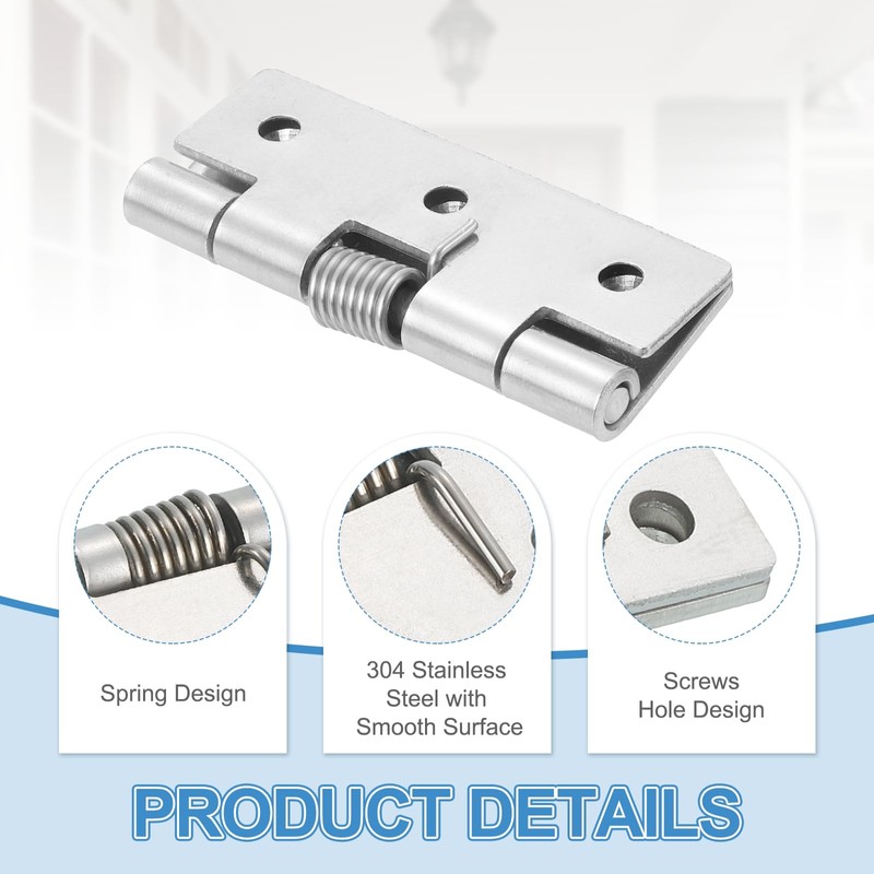 sourcing map 2Pcs Spring Hinge, 3" Length 304 Stainless Steel