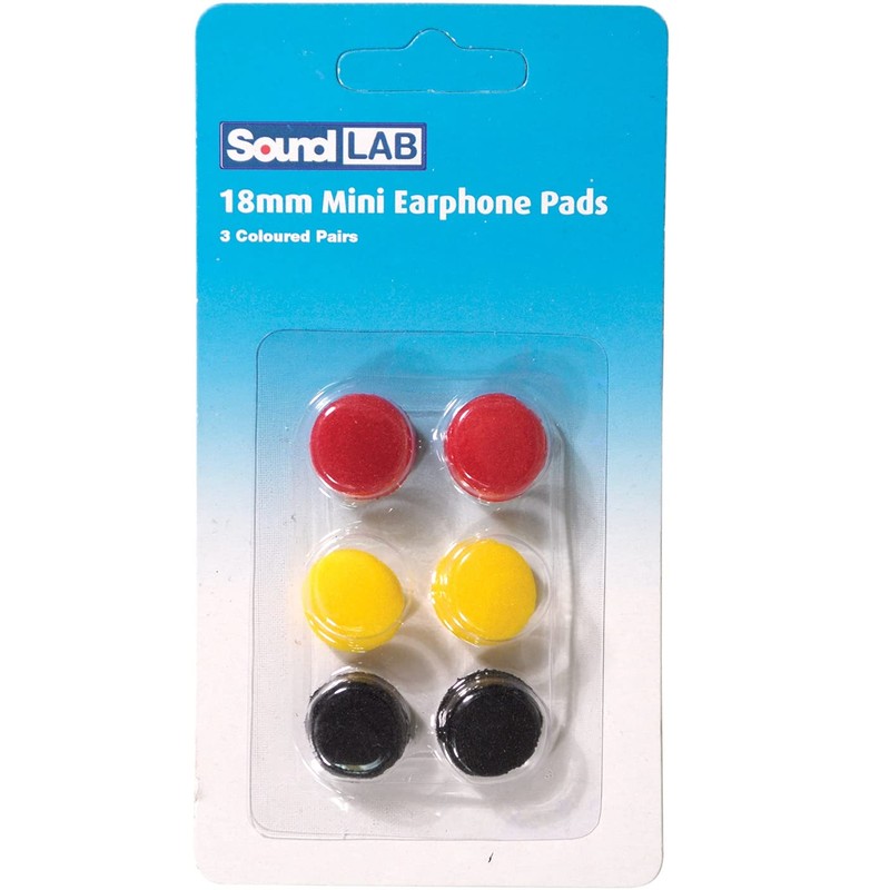 Three Coloured Pairs Of 18mm Replacement Earphone Pads