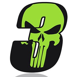 Biomar Labs 1 x Sticker Vinyl Skull Car Moto Motocross Motosport Start Racing Number 3 Rally Race Car Bike Motorcycle Tuning N 333