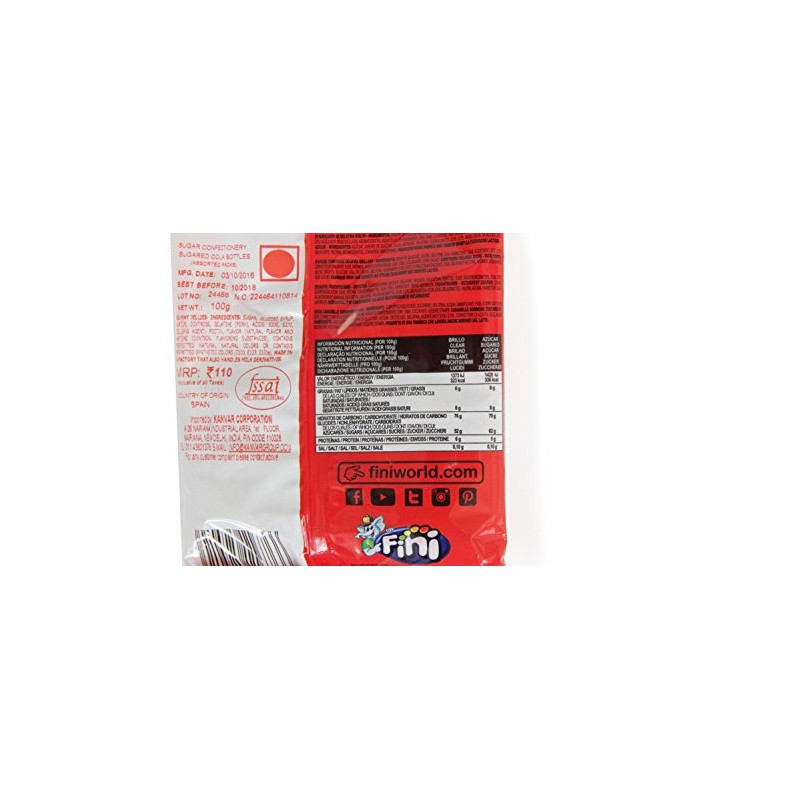 Fini Jelly Sour Cola 75 g (Pack of 12) -