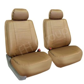 FH Group PU002TAN102 Universal Fit Faux Leather Front Set Bucket Tan Automotive Seat Covers fits Most Cars, SUVs, and Trucks (Set of 2, Airbag Compatible)