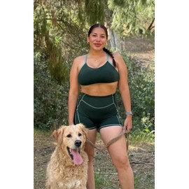 Aoxjox Lexi - Pantalones cortos de ciclismo con forro para mujer, control de abdomen, cintura alta, ejercicio, gimnasio, correr, yoga, 6 pulgadas, Verde bosque/Verde salvia, Large