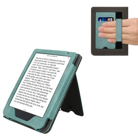 kwmobile Cover Compatible with Kobo Clara BW/Colour Cover - Faux Leather/Suede Case with Stand - Mint/Dark Grey