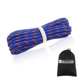 NewDoar CE & UIAA Certificated 14KN 8mm(5/16in) Static Climbing Rope High Strength Accessory Cord Double Braid Safety Rope for Outdoor Survival, Hiking, Mountaineering (Blue 8mm,20ft)