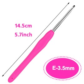 Coopay Crochet Hooks 3.5 mm, Colourful TPR Handle Crochet Hook for Arthritic Hands, Ergonomic Crochet Hooks with Soft Grip and Aluminium Crochet, Crochet Hooks for Arthritic Hands, Crochet Hook 3.5 mm
