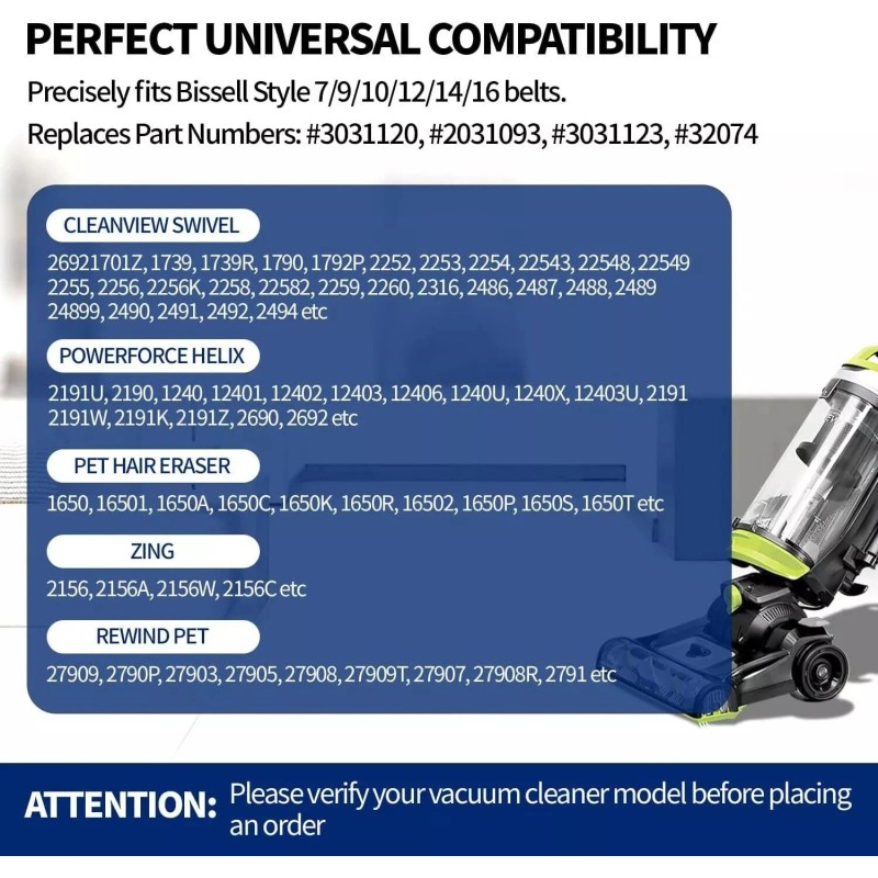 Not Supplied Vacuum Belt 4 Pack for Bissell Style 7/9/10