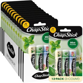 ChapStick Bulk Lip Balm, Mint Favorites, 3-Packs (12 Sets/36 Tubes) – Fresh & Invigorating Lip Care, Birthday Gifts, Party Favors, Stocking Stuffers, 0.15 Oz Ea