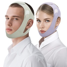 Anti Snore Chin Strap, Snore Stopper with Adjustable Velcro Chin Strap for Sleeping Comfortable Stop Snoring Solution Anti Snoring Devices Breathable and Reusable （Two Couple Outfits） (M)