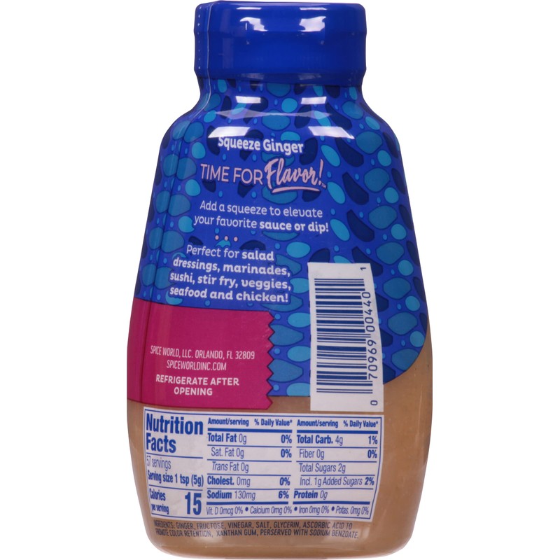 Spice World Squeezable Premium Minced Ginger, 10 Oz