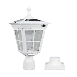 Kemeco ST4311AQ-W Solar Post Light Outdoor, Dusk to Dawn Bright Classic Post Lamps for Patio Yard Gates Deck Pathway Garden Pole Mount (White, Lamp)