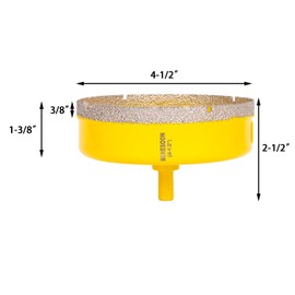 BENESOON Diamond Hole Saw for Glass Ceramic Tile Granite Marble Porcelain Brick Stone, Diamond Core Drill Bits, Triangle Shank, 4-1/2 Inch 1PC