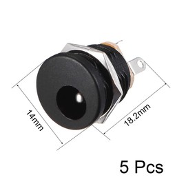 sourcing map DC-022 5.5mmx2.1mm DC Power Jack Socket 3 Pin Female Panel Mount Connector 5pcs