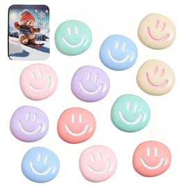 Fridge Magnets Cute Smile Face, 12 PCS Color Craft Strong Refrigerator Fridge Magnets for Kitchen Locker Office Classroom Whiteboard