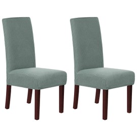 H.VERSAILTEX Stretch Dining Chair Covers Set of 2 Chair Covers for Dining Room Parsons Chair Slipcover Chair Protectors Covers Dining, Feature Textured Checked Jacquard Fabric, Sage