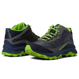 Merrell Moab Speed Mid Waterproof Hiking Boot, Navy/Grey/Lime, 10.5 US Unisex Big Kid