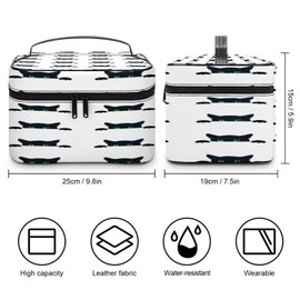 Xmkltbz Large Women Wash Bag, Cosmetic Organizer Train Toiletry Storage Case Holder Zipper Makeup Bag Pouch 9.8x7.5x5.9 in Print Black Cat Face Peeking Hides and Peeps on White