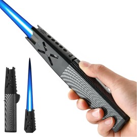 NINSI Big Butane Torch Lighter, Refillable Kitchen Blow Torches, Windproof Straight Long Blue Jet Flame Lighters for Cooking, Baking, Soldering, Camping, BBQ, Candle, Grill (Gas Not Included)