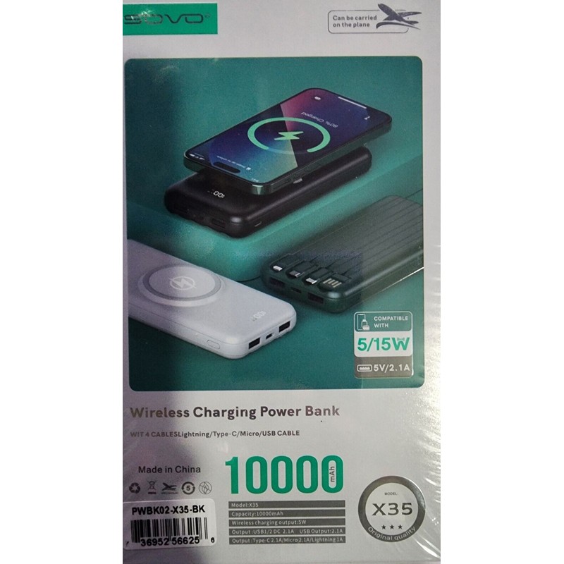 SOVO Wireless Portable Charger 10,000mAh 15W Dual Charging 15W Fast