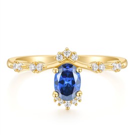 Gloffery 1CT Engagement Rings for Women Oval Cut Blue Created Sapphire Simple Wedding Band Promise Rings for Her Size 5-10 (size 10)