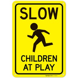 Slow Children at Play Sign, 10x7 Inches, Rust Free .040 Aluminum, Fade Resistant, Made in USA
