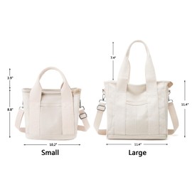 Bolso pequeño con cierre para mujer, bolso cruzado de lona, bolso de hombro, bolso de mensajero 2024, Beige, Small