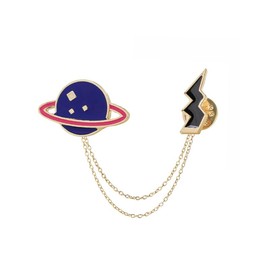 Lightning Connecting Saturn And The Chain Awesome Brooch Cartoon Enamel Brooch Pin Jacket Lapel Metal Pins Brooches Badges Exquisite Jewelry Accessories