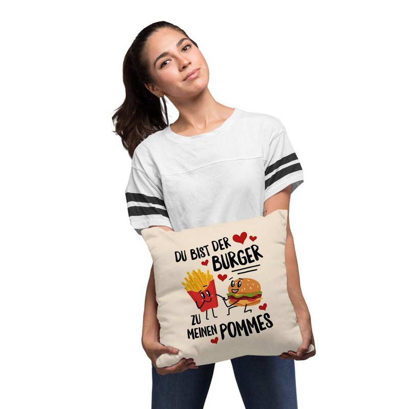 MoonWorks® Cushion Cover Du bist der Burger zu Meinen Pommes