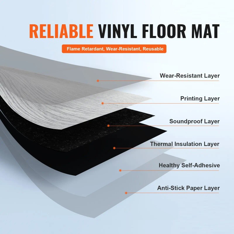 Self Adhesive Light Gray Modern Wood Grain Vinyl Floor Tiles