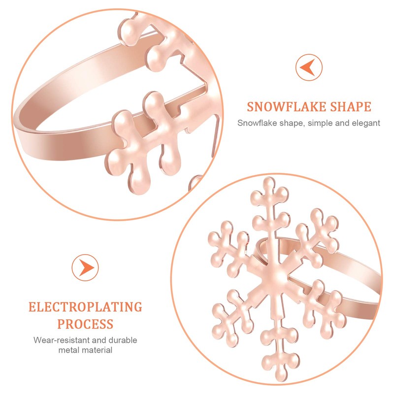 6pcs Christmas Snowflake Napkin Rings Metal Napkin Rings Napkin Holders
