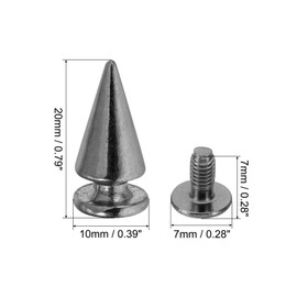 PATIKIL 20mm Studs for Clothing, 20 Sets Studs and Spikes Leather Rivets Cone Spikes Metal Screw Studs for Clothing Leather Crafts Fabric Shoes Punk Bag Leathercraft, 10x20mm, Black