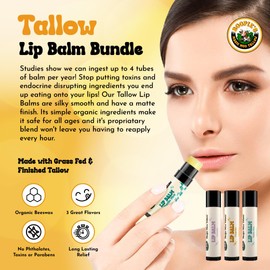 Magic Moo Tallow Lip Balm 3pk hydrating & nourishing for dry & cracked lips
