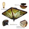 ATOLOMOTOR 14"×12" Stained Glass Bowl Shade Ceiling Light,Tiffany Style Pendant