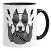 MoonWorks® Kaffee-Tasse mit Motiv Hund Heavy Metal Comicstil Metalhand Bürotasse