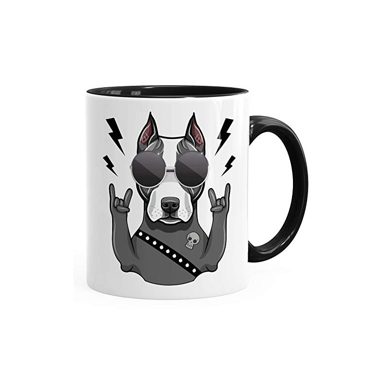 MoonWorks® Kaffee-Tasse mit Motiv Hund Heavy Metal Comicstil Metalhand Bürotasse