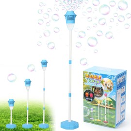 NACOOL Máquina de Burbujas Vertical, Soplador Automático de Burbujas, con Música Ligera, 10 Agujeros Máquina de Burbujas, Altura Ajustable, Adecuado para Jardines,Terrazas,Césped,Patios,Playas (Azul)
