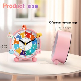 PIXESTT Children's Alarm Clock, Children's Alarm Clock for Back to School, No Ticking Noise, with Night Light and Snooze Function, with 5 Alarm Clock Decoration, Suitable for Learning, Sleep Wake Up A