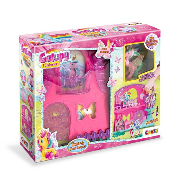 Galupy Unicorn Mariposa House Play Set with Unicorn Figure &