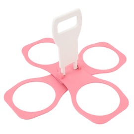 Portable Drink Carrier, Foldable Plastic Cup Holder, Reusable Cup Holder Carrier with Handle, Drink Delivery Carrier, 4 Holes Cup Holders, Compact Storage, Lightweight (Pink)