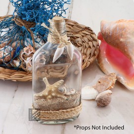Li'Shay Decorative Glass Filled Bottle-Sand, Shell, Knobby Star-White