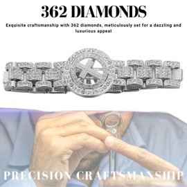 Halukakah 18k Real Gold/Platinum White Gold Plated Bracelet for Men - 362 Pieces Exquisite Diamonds, Cross/Dollar/Virgin Mary Pendant, Rotatable, Small Things Fidget - Hip Hop Punk Accessory